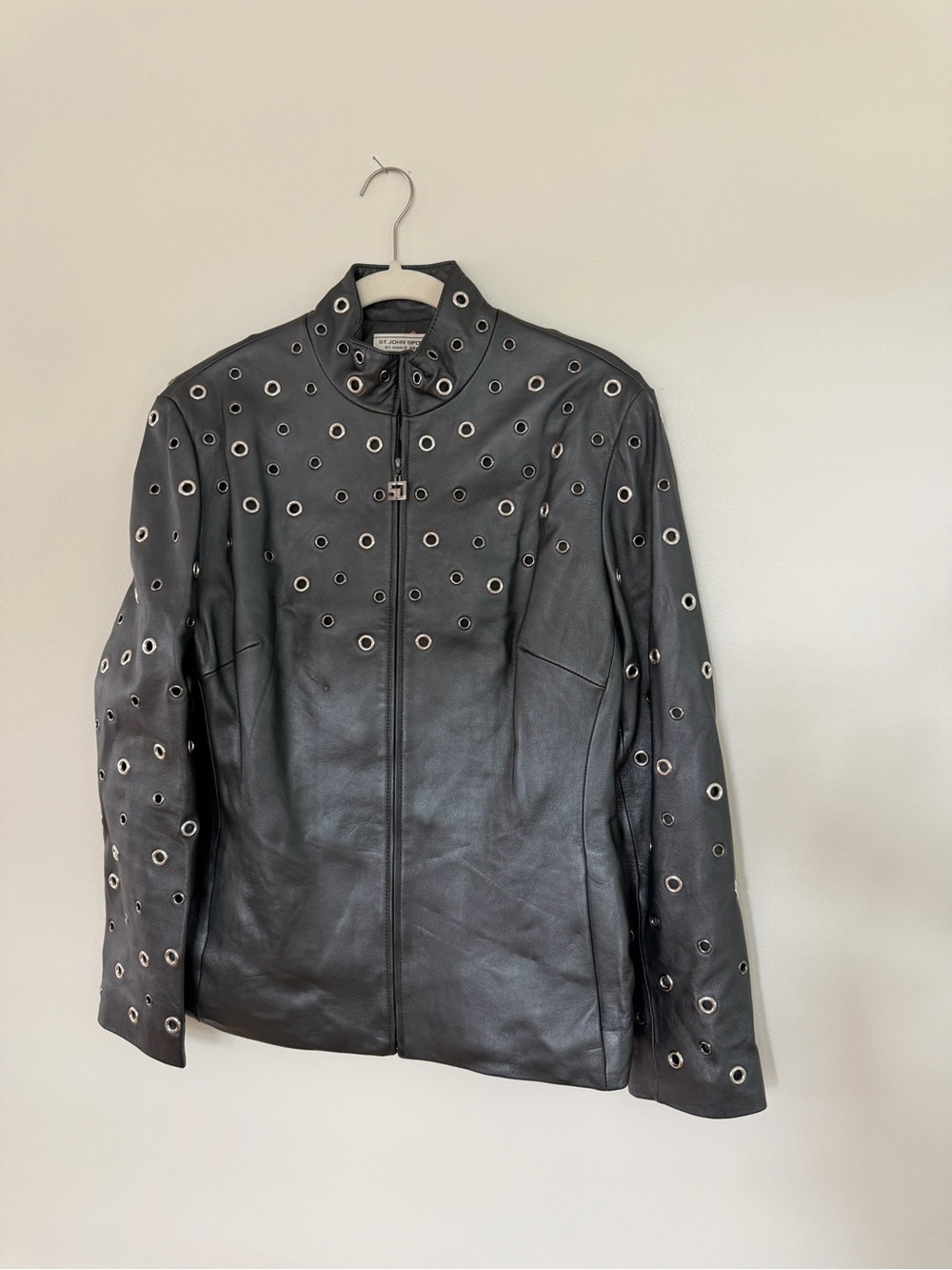 Vintage St John gunmetal leather jacket